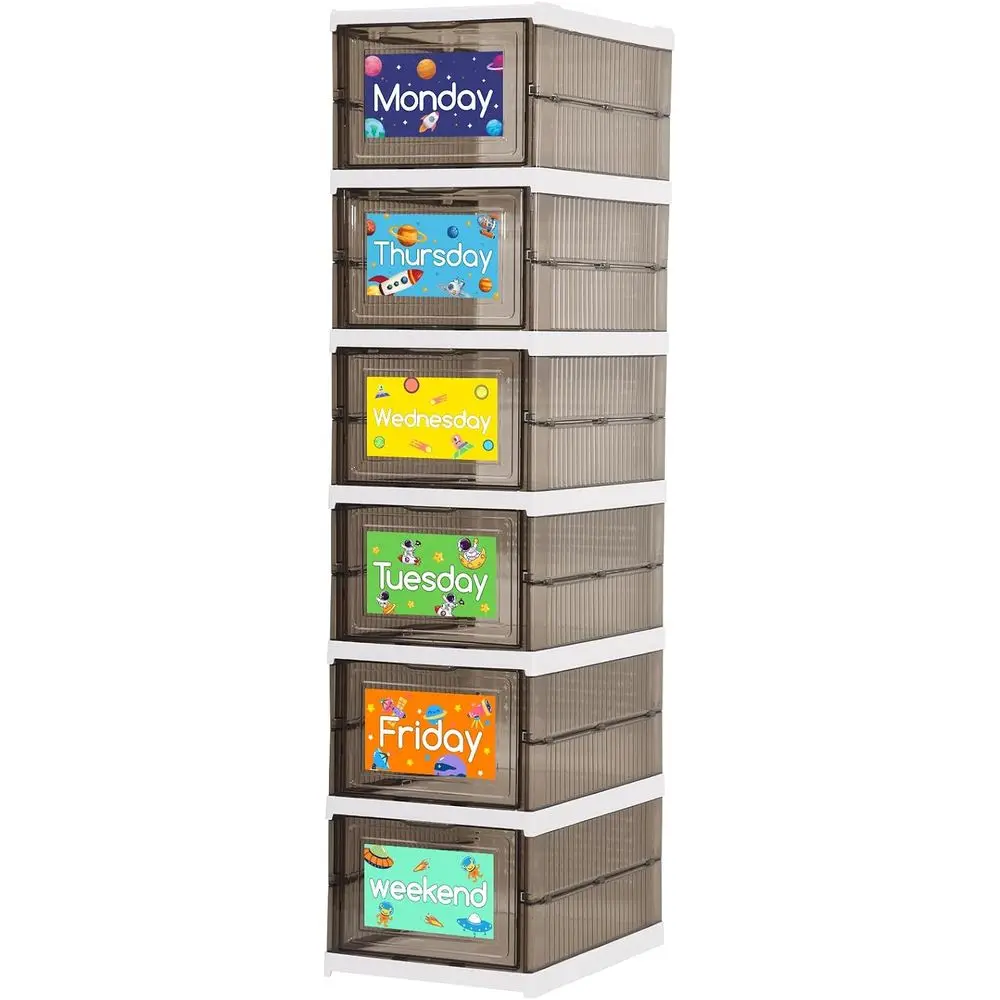 

Daily Weekly Clothes Organizer for Kids, Hanging Closet Organizer with Door, Plastic Closet Storage, Monday Through Friday Essen