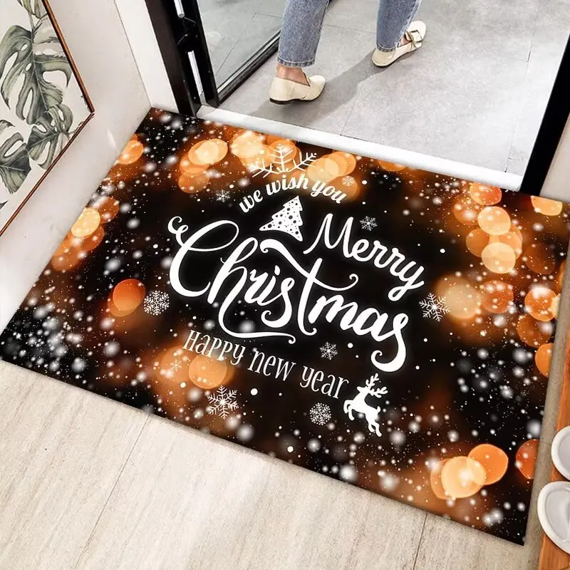 VIKAMA Christmas Entrance Door Foyer Floor Mat Coffee Table Mat Bathroom Thick Anti-Slip Carpet Home Decoration