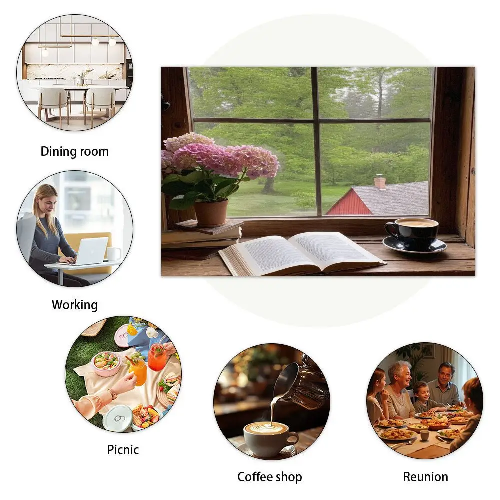 طقم مفرش طاولة مستطيل مكون من 4 قطع، تصميم زهور، سهل التنظيف، ديكور منزلي أنيق، مثالي لتناول الطعام والاحتفالات. #5