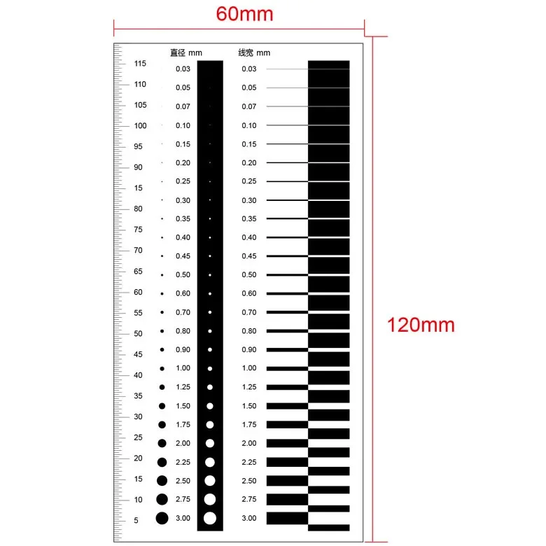 Point Line Gauge Film Soft Ruler Area Stain Comparison Card Highly Transparent PET Ruler for Factory QC Benchmark Test