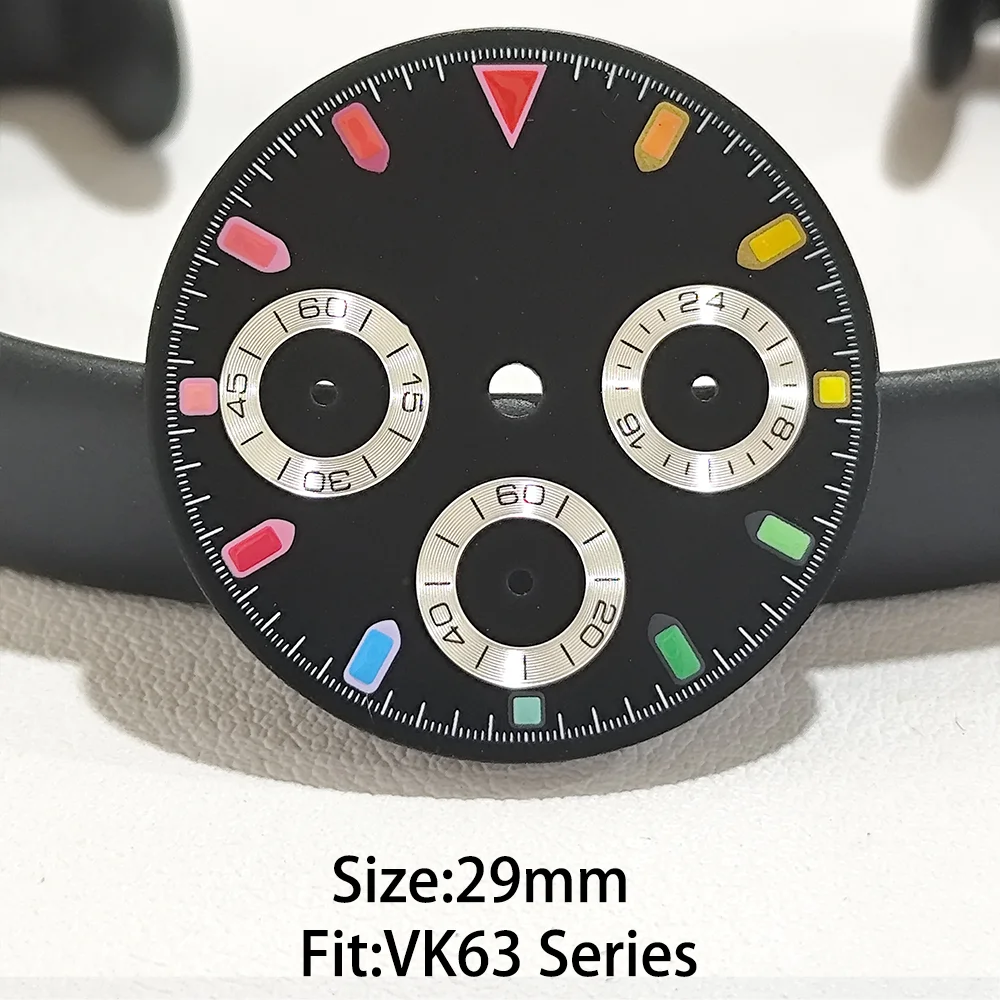 

Can Custom Logo Dial For VK63 Watch Dials 29MM Fit Day tona Quartz Movement Modified Chronograph Watches C3 Green Luminous Hands