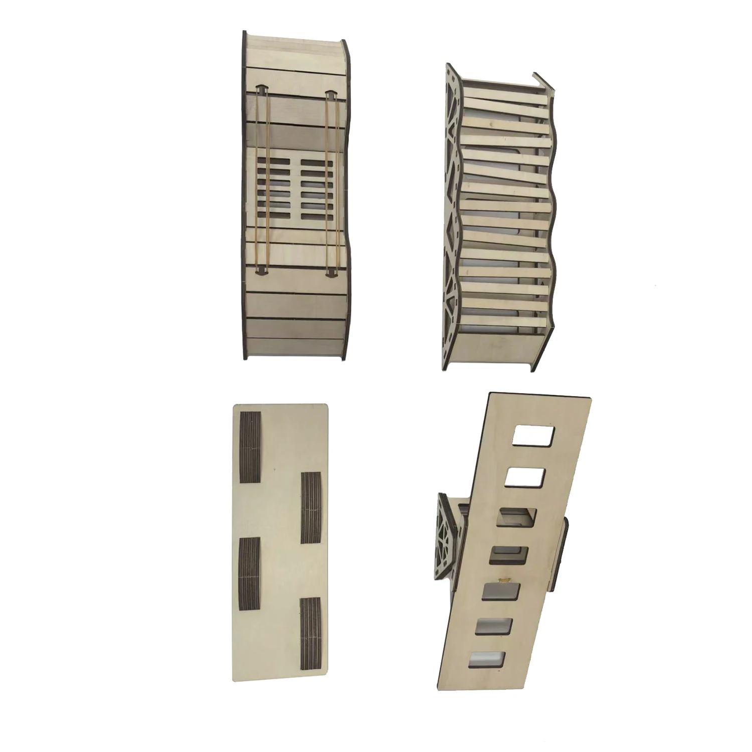 ชุดอุปสรรคสะพานไม้ RC 4 ชิ้น, ชุดจำลองทางลาดชันสำหรับรถบังคับวิทยุขนาด 1/36 อุปกรณ์เสริมสำหรับรถบังคับวิทยุ