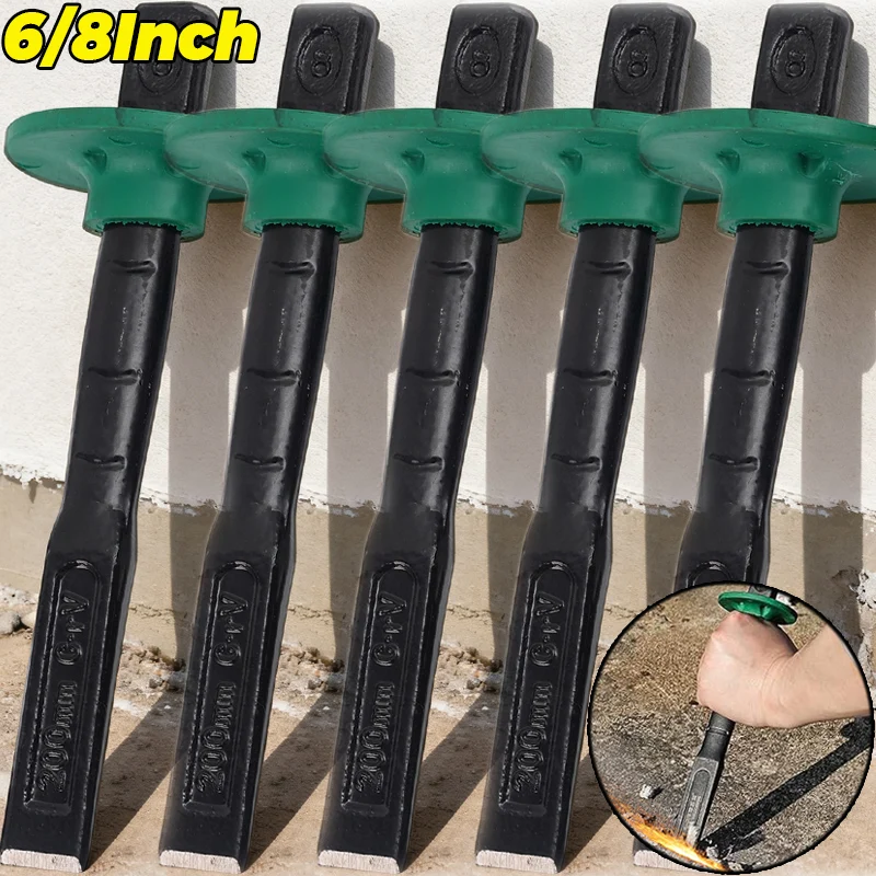 평평한 끌 콘크리트 도구 6/8인치 끌 머리 시멘트 돌 분리기 크롬 바나듐 강철 석공 끌 평평한 삽 나무 절단기