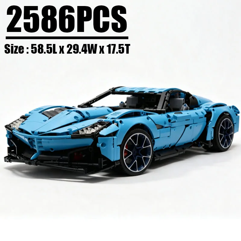 НОВИНКА MOC-31189 Il Toro Azzurro, масштаб 1:8, спортивный автомобиль с двигателем V8, гиперкар, гоночный автомобиль, модель автомобиля, строительные блоки, игрушки, подарки на день рождения.