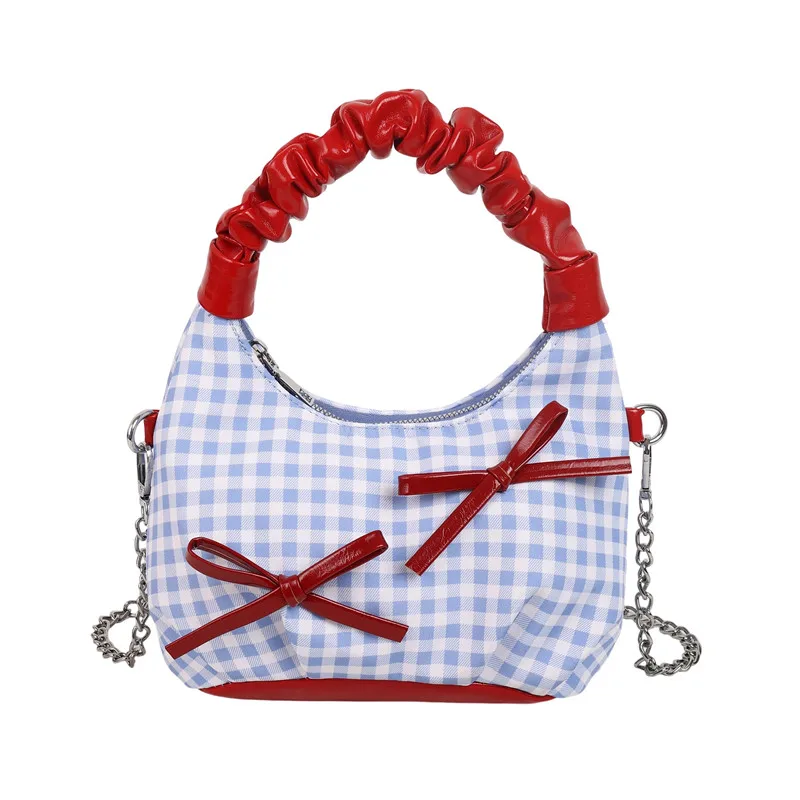 

Handbags for women .Red Checkered Tote Bag for Summer - Spacious & Portable Handheld Purse, Stylish Wristlet for Work & Outings