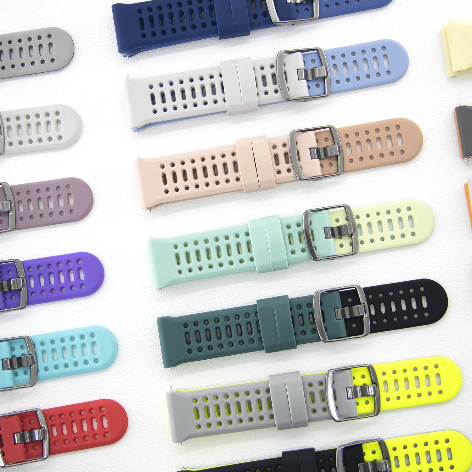 20mm 22mm Universal Watch Band with Breathable Air Hole Quick Release Waterproof Soft Silicone For Huawei Samsung  Amazfit Coros