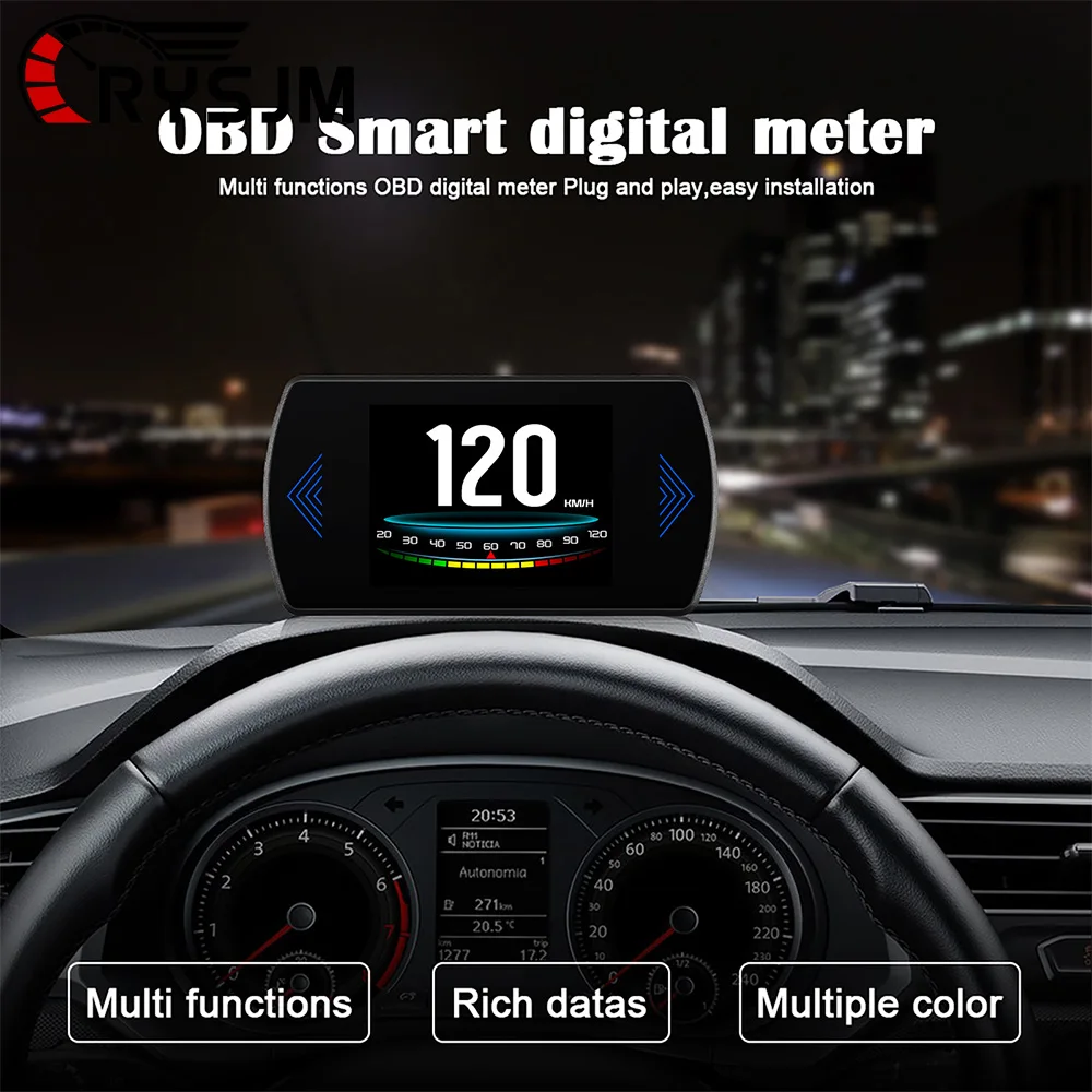 HD P12 PRO Car OBD2 Head Up Display OBD Gauge for HUD Auto Diagnostic Tools Meter Display Speed RPM Voltage Driving Computer