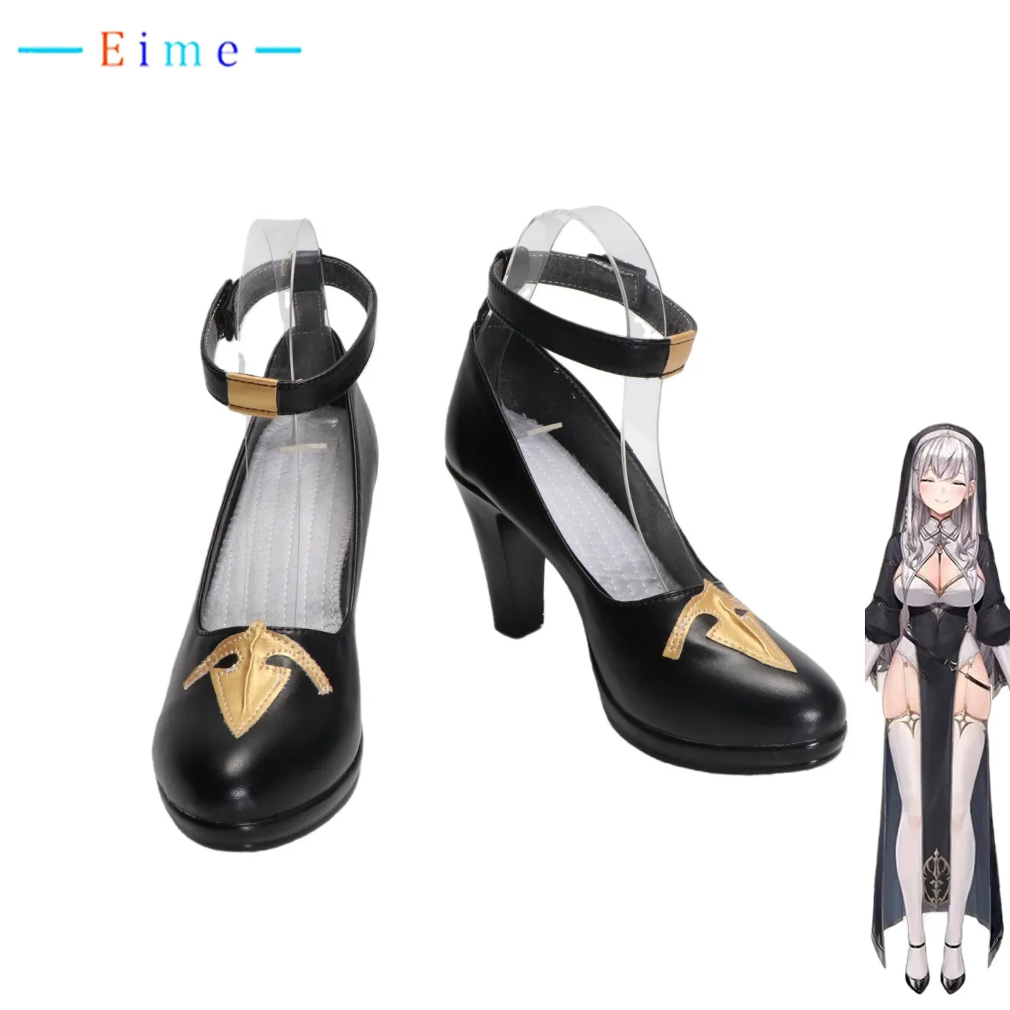 Shirogane Noel Scarpe Cosplay Vtuber Accessori Cosplay Puntelli Tacchi alti neri Stivali di carnevale di Halloween in pelle PU realizzati su misura