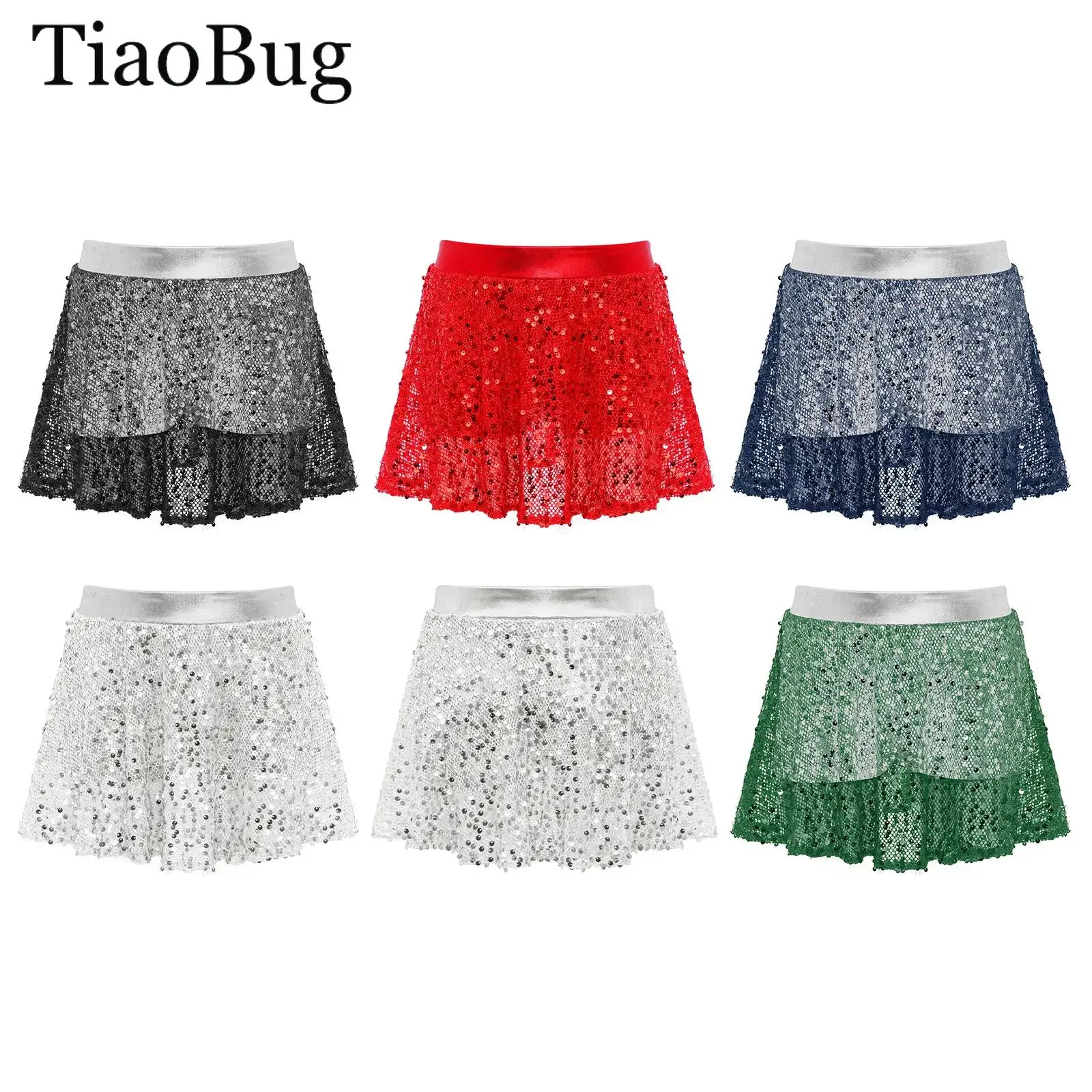 meninas-lantejoulas-ballet-tutu-danca-saia-culottes-com-cintura-elastica-shorts-metalicos-festa-de-aniversario-palco-desempenho-dancewear