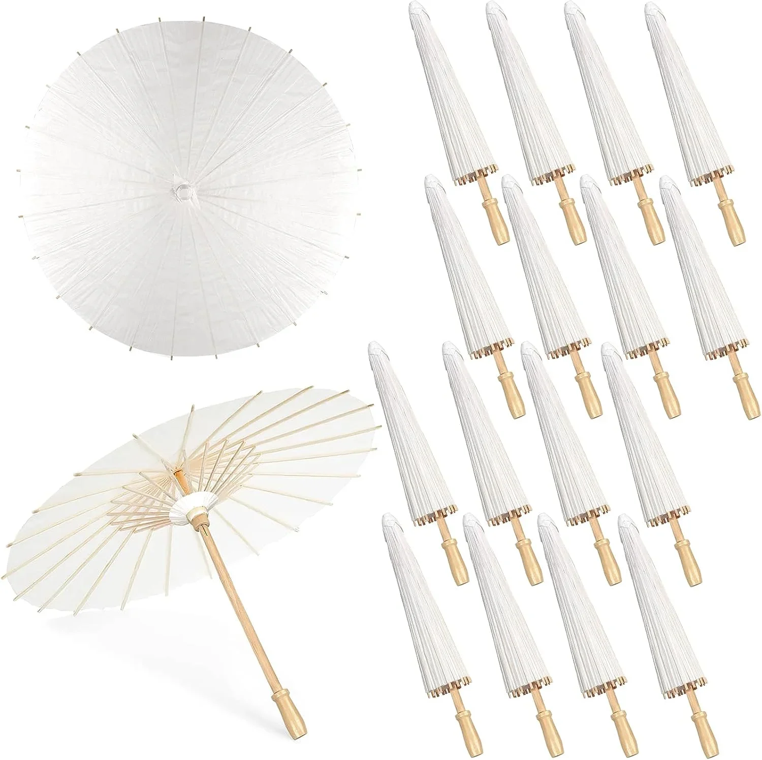 30-50PCS Parasol Umbrellas Wedding Photo Cosplay Prop 80cm Paper Umbrella DIY White Umbrella Summer Whites Party Beach Decor