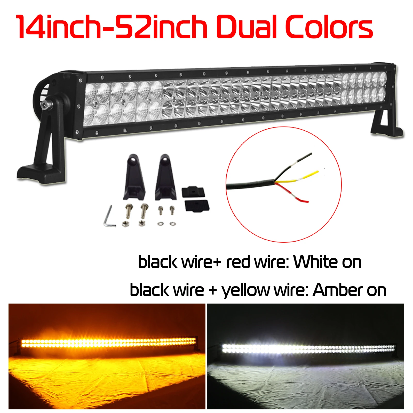 Led Light Bar Amber White Dual Colors 14