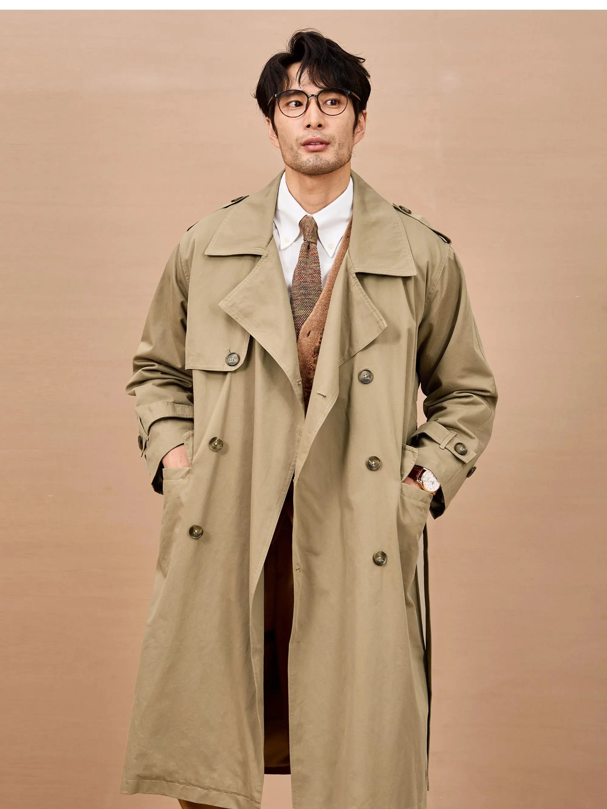Mauroicardi Spring Autumn Long Black Khaki Trench Coat Men