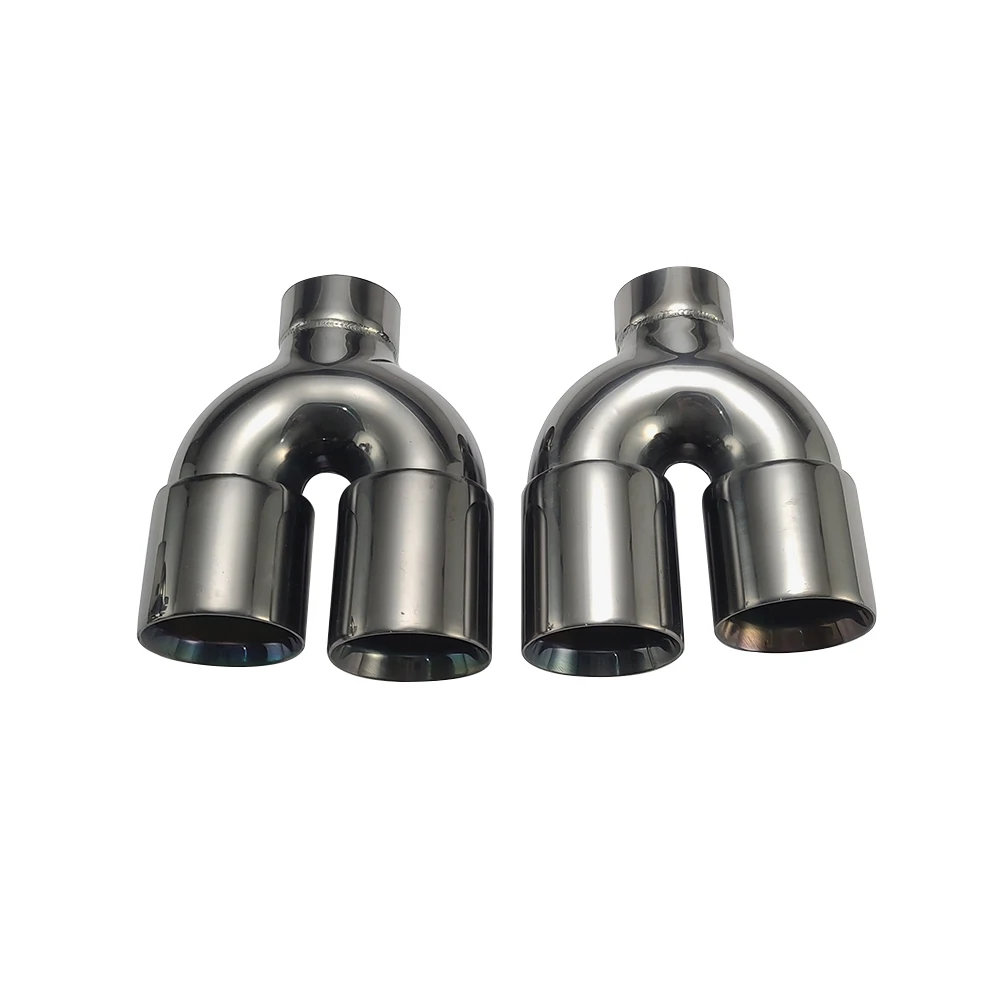 Car Double Outlet Exhaust Pipe Tip Universal 2.5 Inlet 76/89/102mm Outlet Stainless Steel Double Wall Muffler Tail Throat