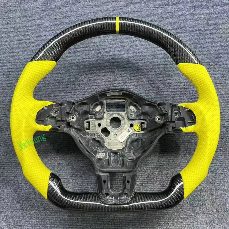 For VW Volkswagen Golf 6 GTI R GTD Scirocco Passat (No Paddle Shifters) 100% Real Carbon Fiber Car Steering Wheel