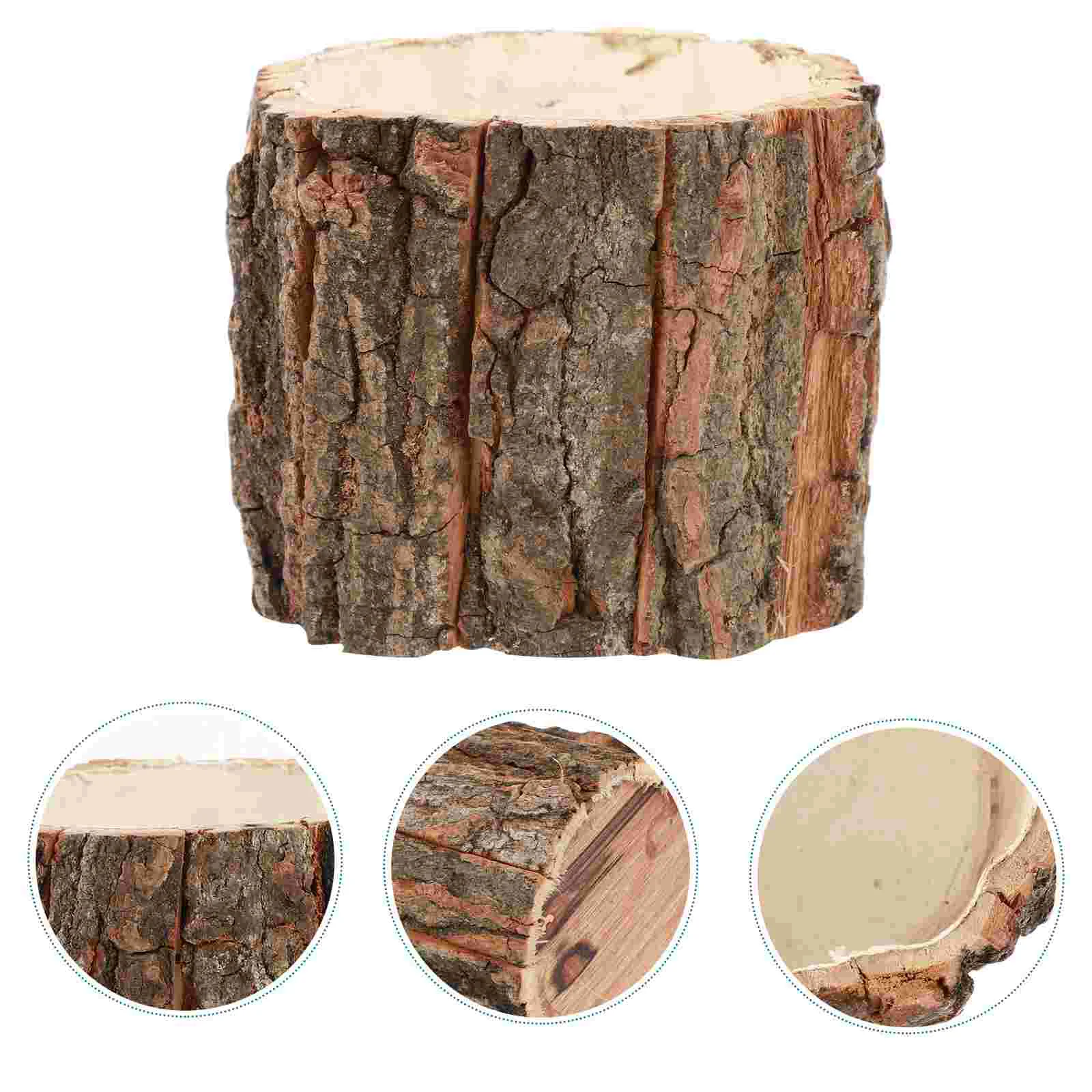 

Pastoral Style Waterproof Bark Flower Bucket Arrangement (short Style) Pot Plant Shelf Indoor Bouquet Container Wooden Kettle