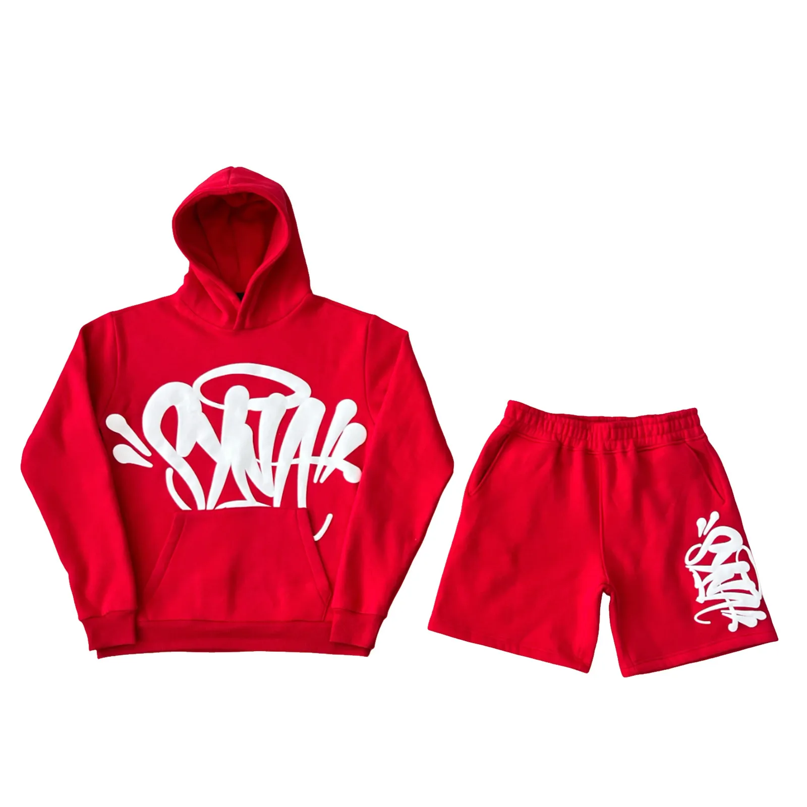 Men\'S Casual Loose Fitting Printed Hoodie Sweatshirtt And Shorts Two-Piece Long Sleeve Pullover Hoodie Sweatshirt+Shorts 남자 바지