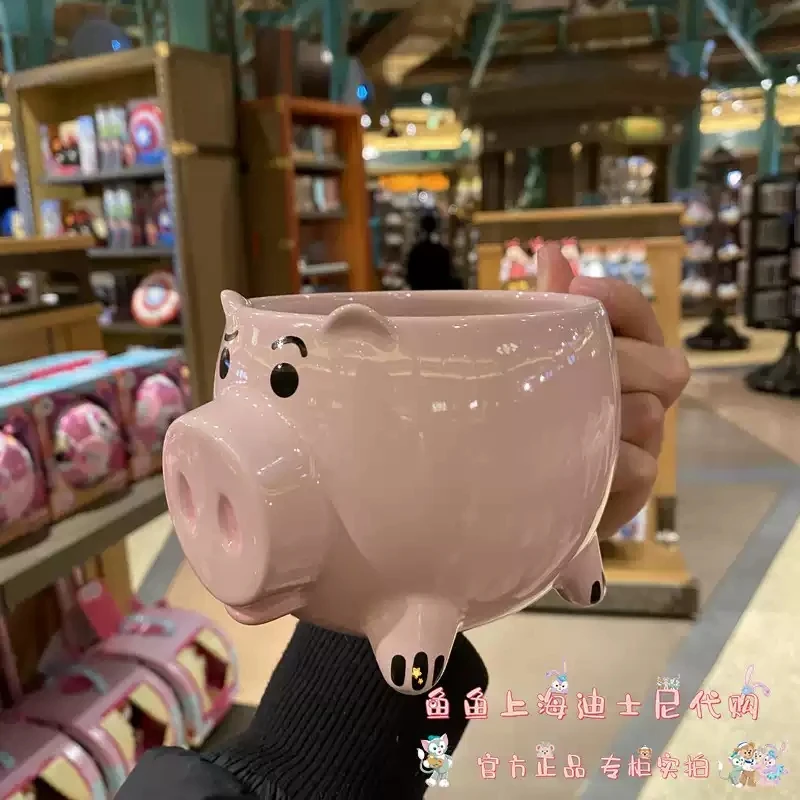 

Disney Toy Story Hamm Pink Pig Shaped Ceramic Mug Shanghai Disney Authentic Coffee Tea Cup For Home Office Collectors