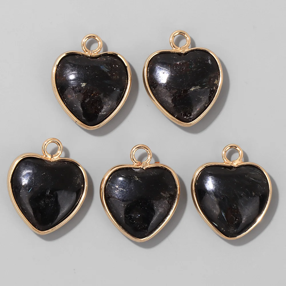 Cute Heart Shape Stone Pendant Natural Gem Charm