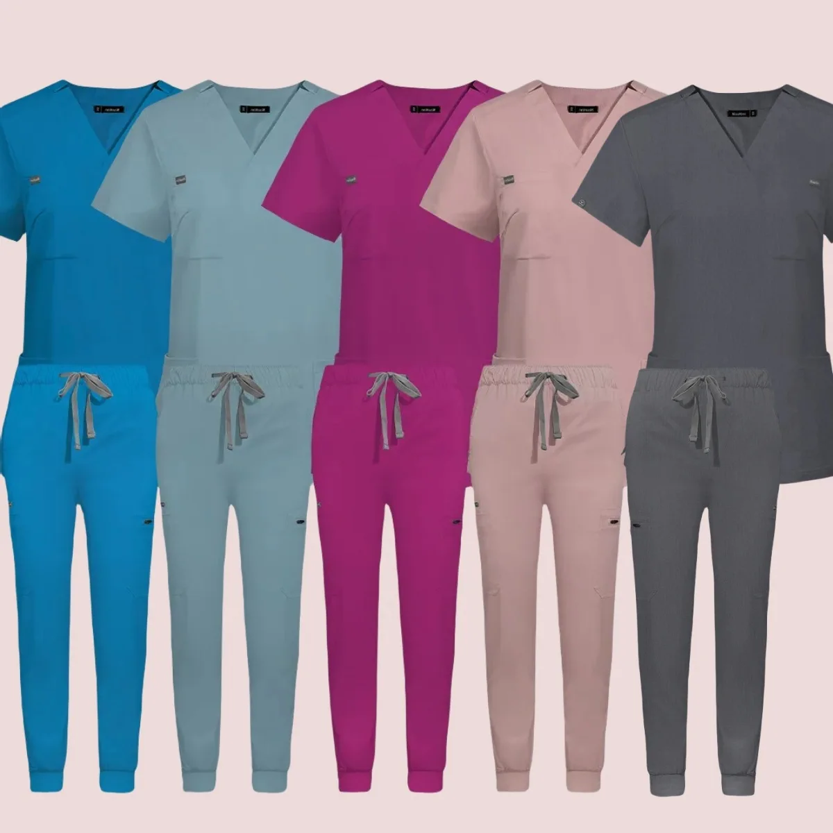 

Women Scrubs Medical Uniforms Hospital Surgical Sets Doctors Tops Pant Nurses Accessories Dental Clinic Beauty Salon Workwear