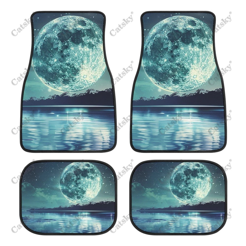 Fantasy Full Moon Car Auto Floor Mats Carpet, 4PCS Customized Cars Mat All Weather Automotive Vehicle Pad Stylish