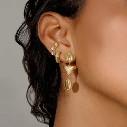 Ocean Shells Pendant Dangle Earrings Micro Pave Bling Cz Trending Korean Women Girls Gold Color Piercing Aretes De Mujer Jewelry