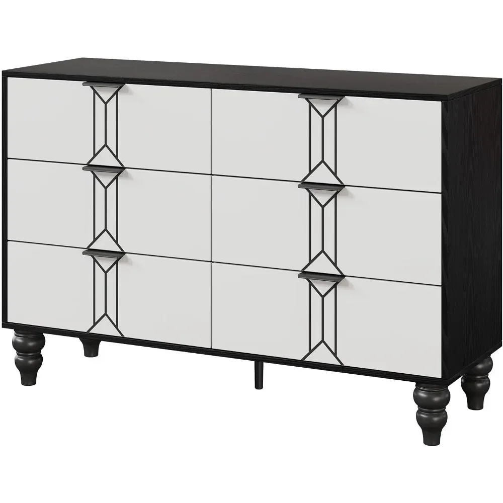 

6-drawer bedroom storage cabinet (black+white)