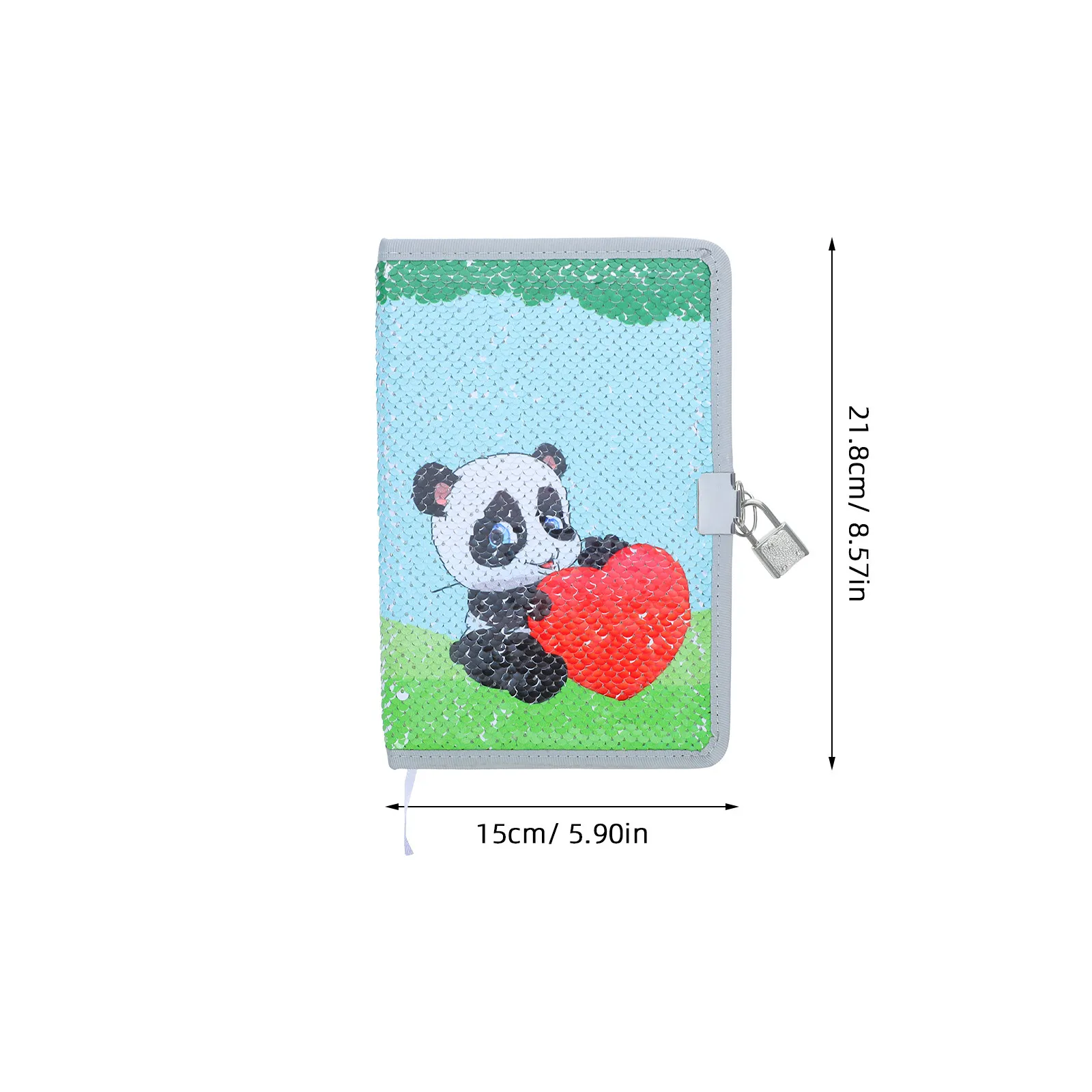 A5 Panda Notebook Reversible Sequin Cover Locked Diary Key Secret Journal School Writing Travel Sketchbook