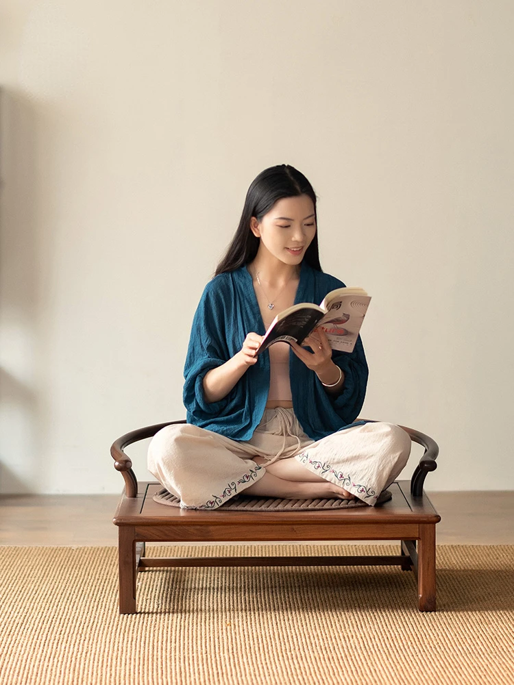 Black Walnut Wood Zen Chair, Grand Master Chair, Circle Chair, Solid Wood Sitting Chair