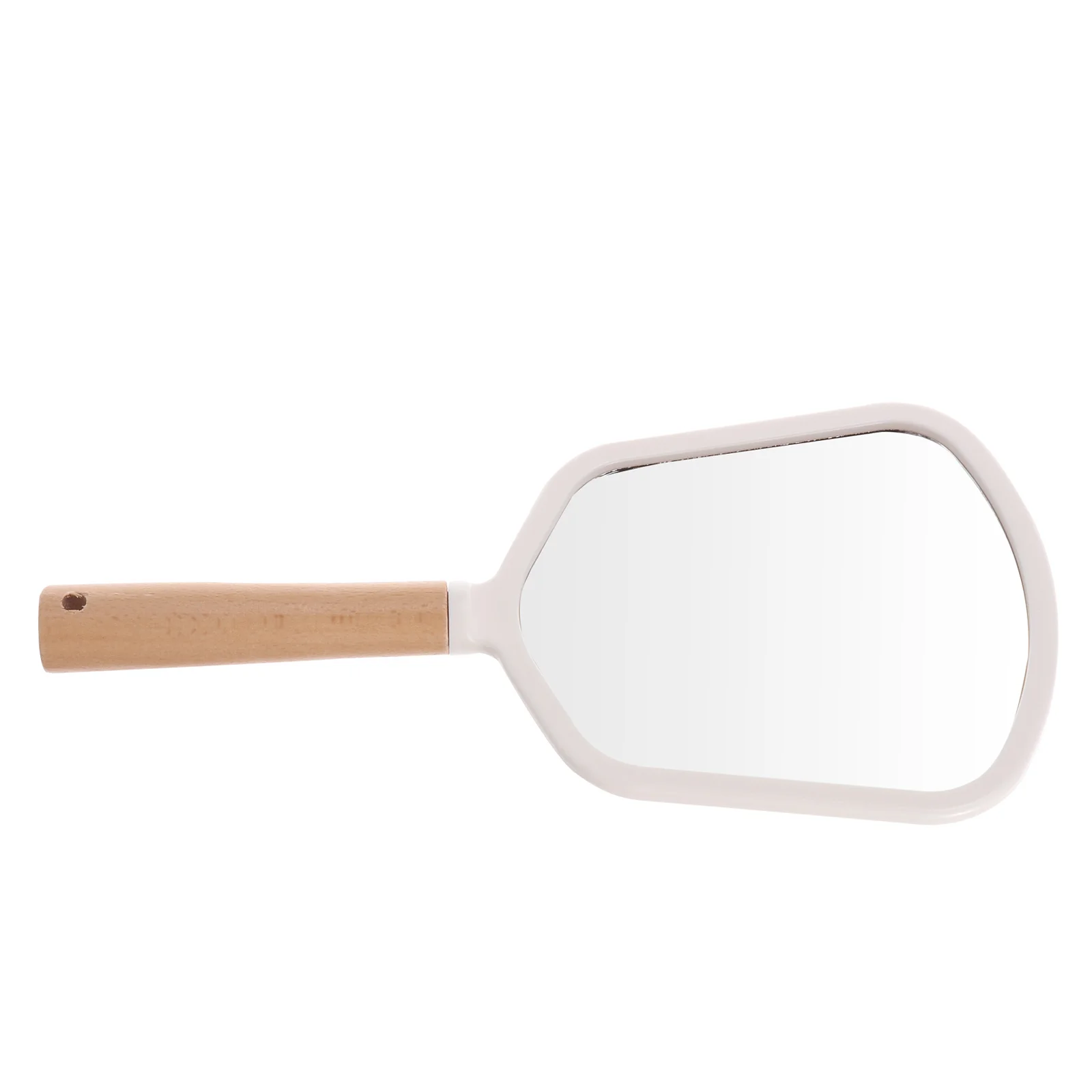 1 pc Solid Wood Makeup Mirror Portable Handheld Mirror For Travel Daily Use High Definition Elliptical Shape Makeup