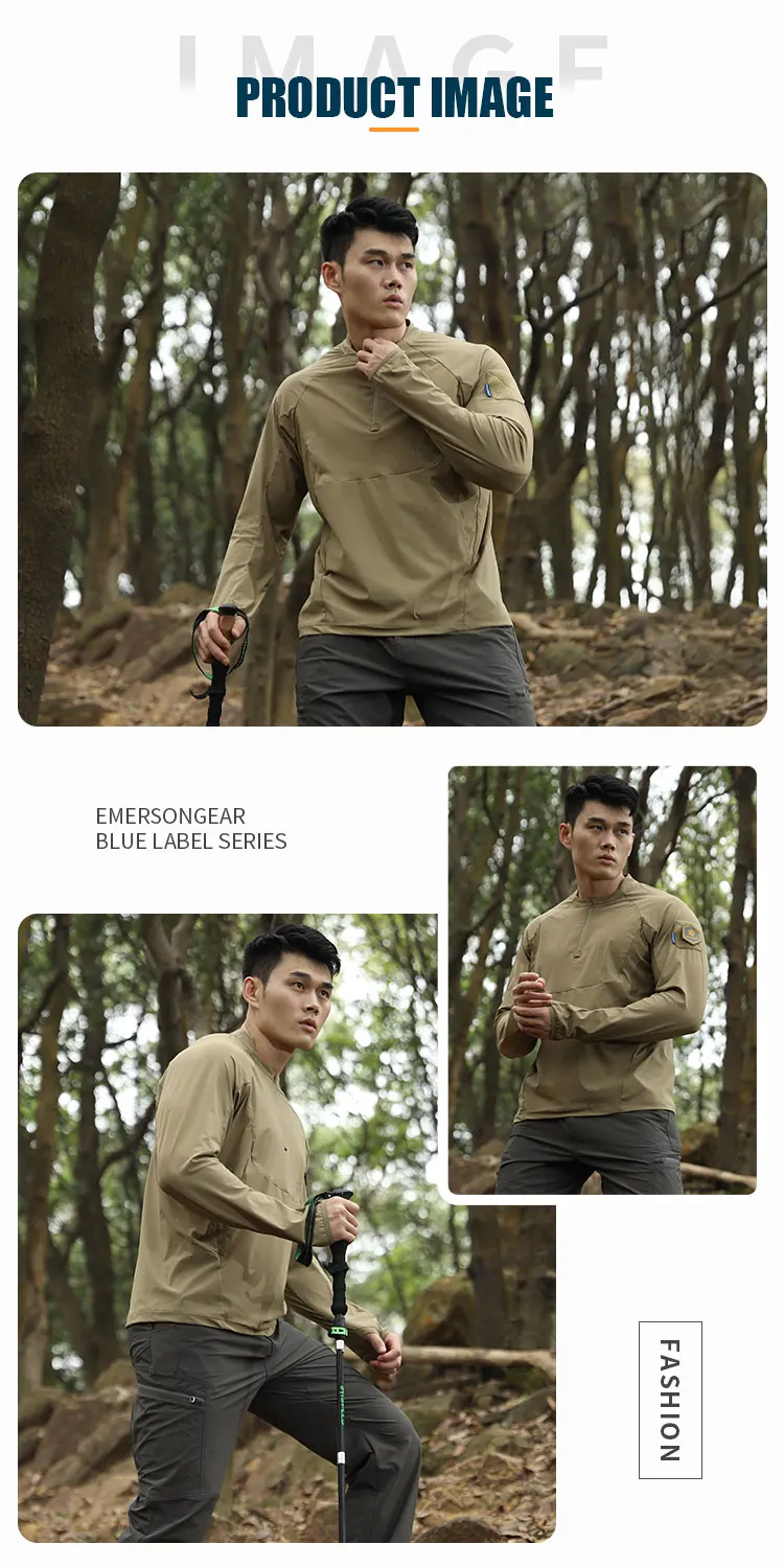 Emersongear Blue Label Hunter Sonnenschutz-T-Shirt, langärmeliges Poloshirt, tägliches Oberteil, T-Shirt, Fitness, ergonomisch, elastisch, UPF100+ – Detail 9