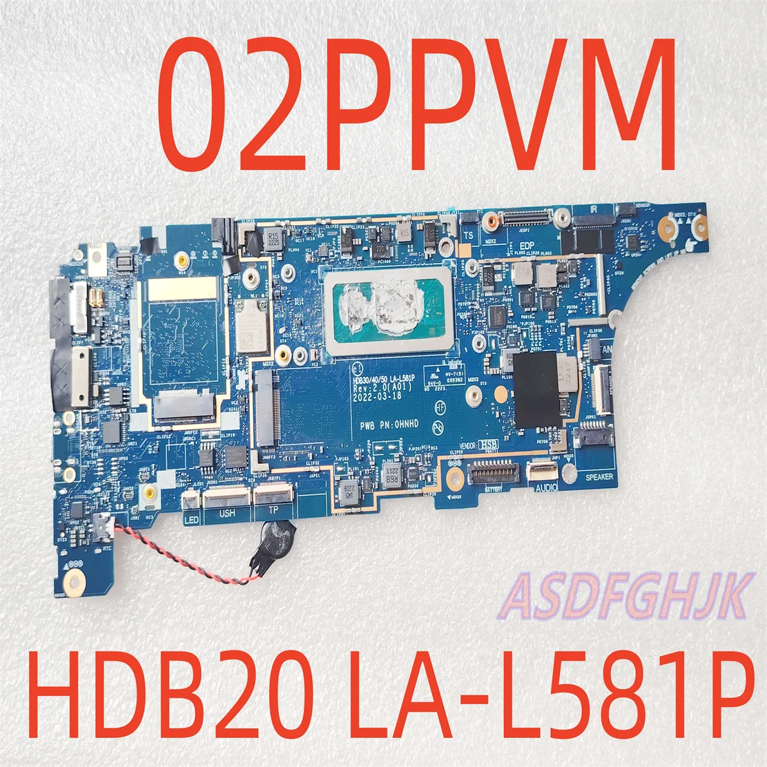 

CN-02PPVM 02PPVM 2PPVM FOR Dell Latitude 7330 MOTHERBOARD i7-1265U CPU AND 16GB RAM HDB30 LA-L581P TEST OK