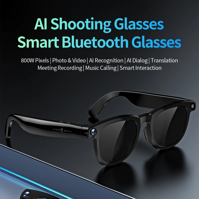 

800W AI Smart Glasses Camera Video Translation Sunglasses Men Women Bluetooth Call Music Touch Eyewear Blue Light Protection