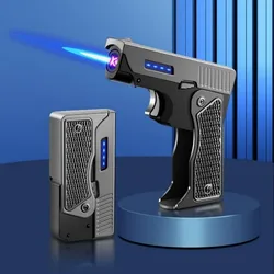 Unique Windproof Gas-Electric Plasma USB Rechargable Lighter Gift for Men Folding Gun Butane Torch Turbo Jet Flame Cigar Lighter