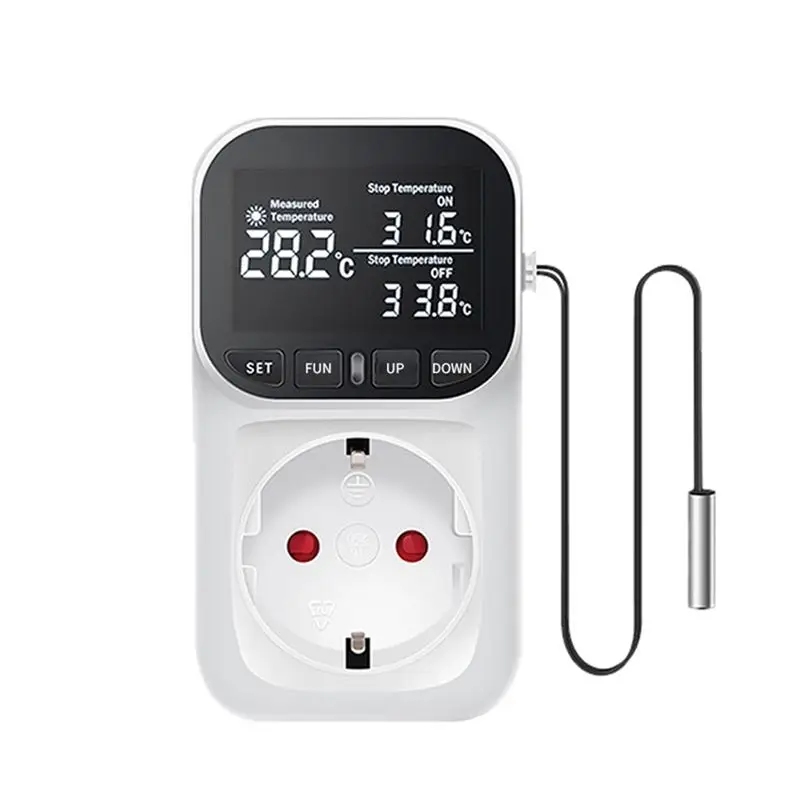 

1 Piece Digital Temperature Controller Reptile Thermostat Timer Switch Plug With Sensor For Home, Greenhouse Aquaculture EU Plug