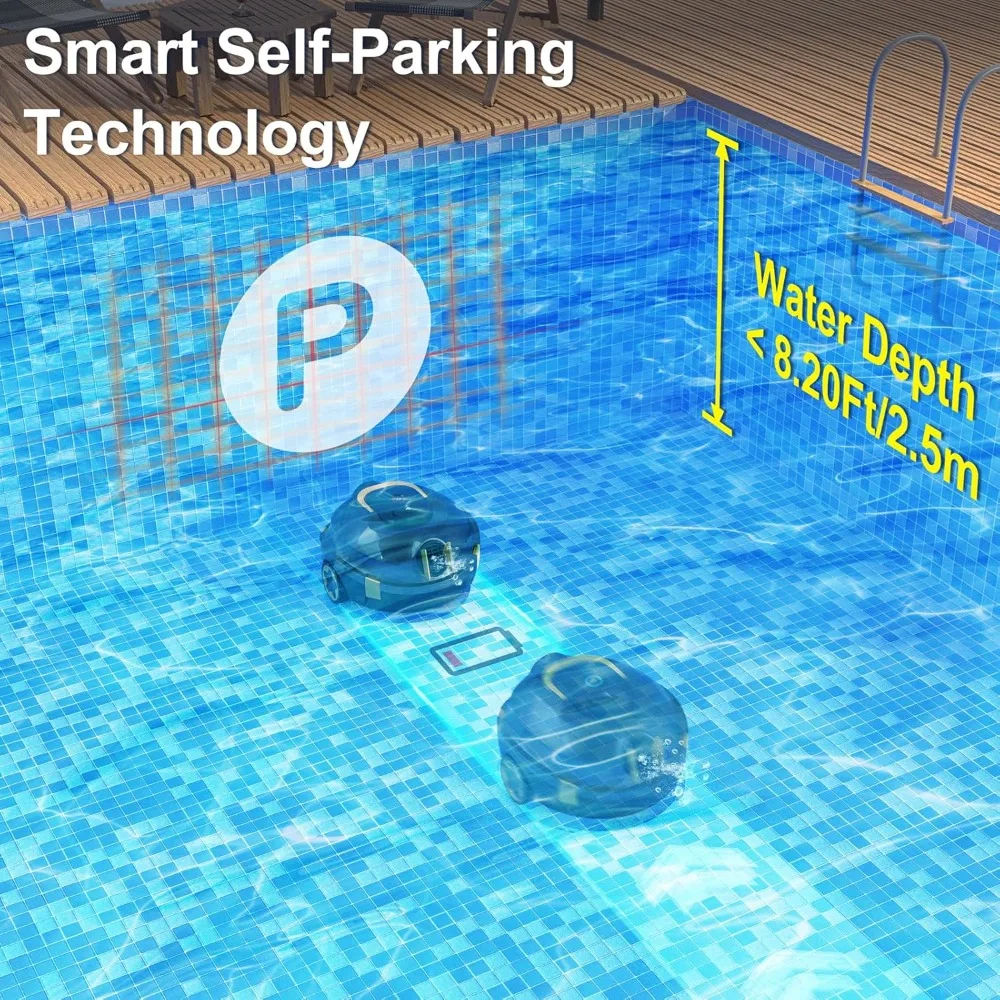 Y20 Cordless Robotic Pool Cleaner, Automatic Pool Vacuum for Above Ground & Inground Pool, 90 Min Runtime, Auto-Parking, Lightwe
