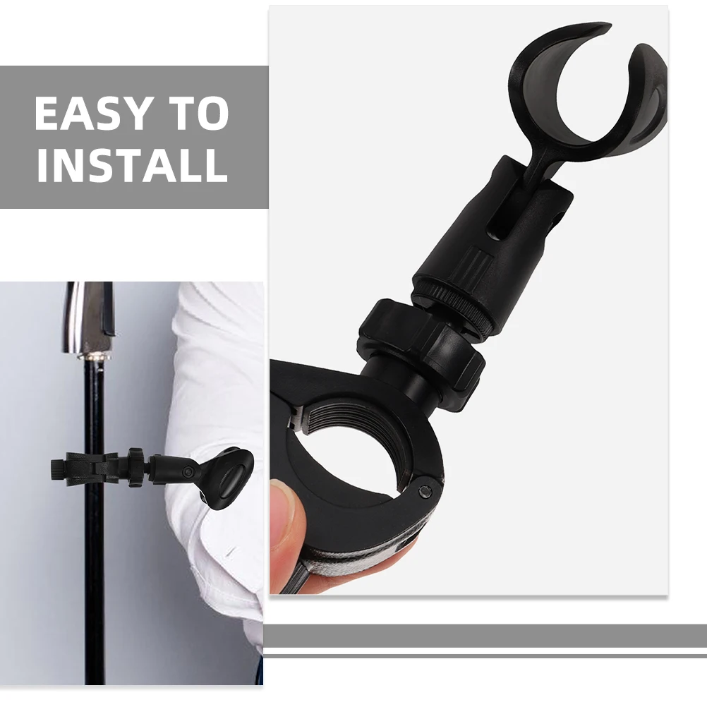 

2 Sets Microphone Clip Clips Adjustable for Stand Holders Universal Clamp Fixed Head Mount