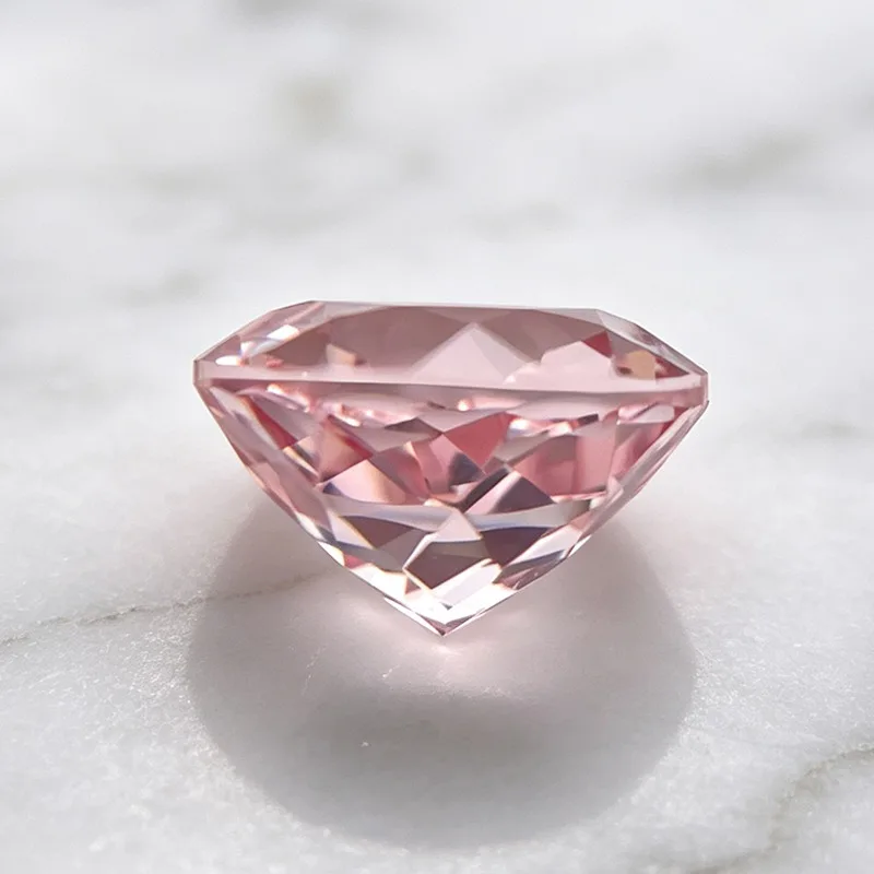 Laborgezüchteter Saphir in Runder Form, Sakura-Rosa Farbe, Edelstein für DIY-Ringe, Halsketten und Ohrringe, Wählbar mit Zertifikat – Detail 5