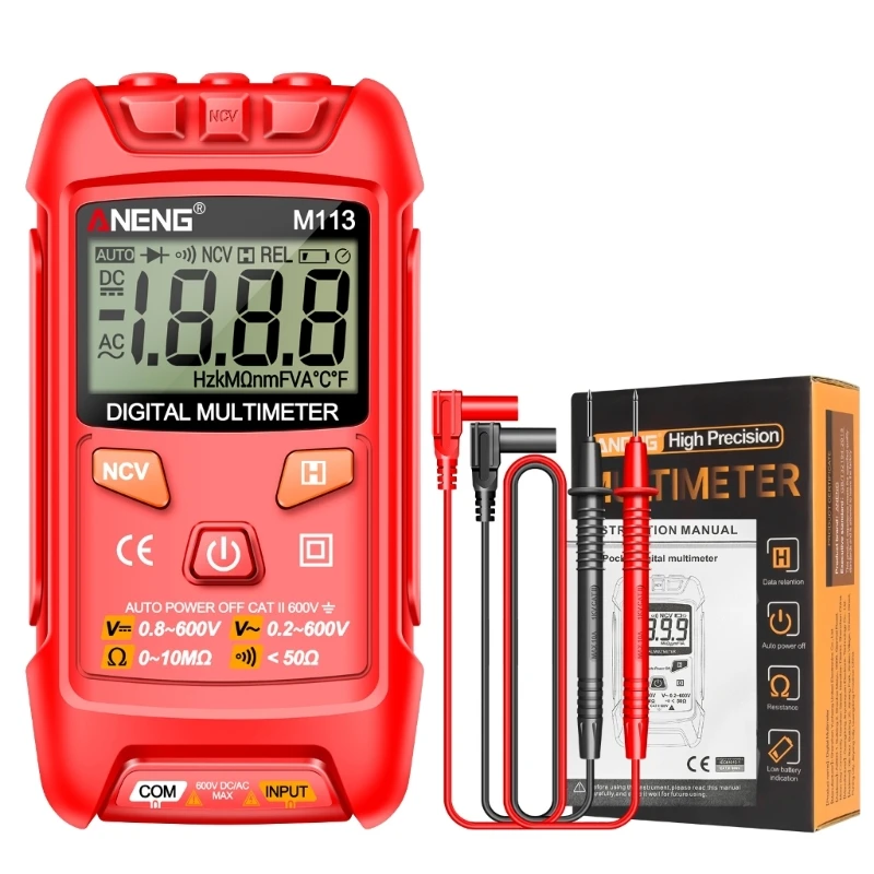 M113 Multimeter Tester Meter with On Off Beeps Auto Identity Data Retention Auto off Function Tester