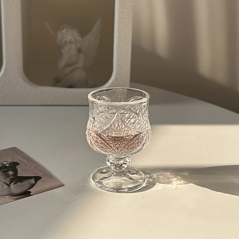 6pcs Creative Wine Glass Set Engraved Cup Mini Cups Butterfly Pattern Cups Drinkware Transparent Home Accessories Wedding Gifts