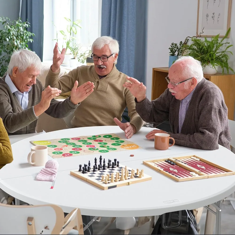 طاولة طعام بلاستيكية مستديرة قابلة للطي مقاس 48 بوصة، طاولة مطبخ محمولة لحفلات الزفاف في الهواء الطلق #2