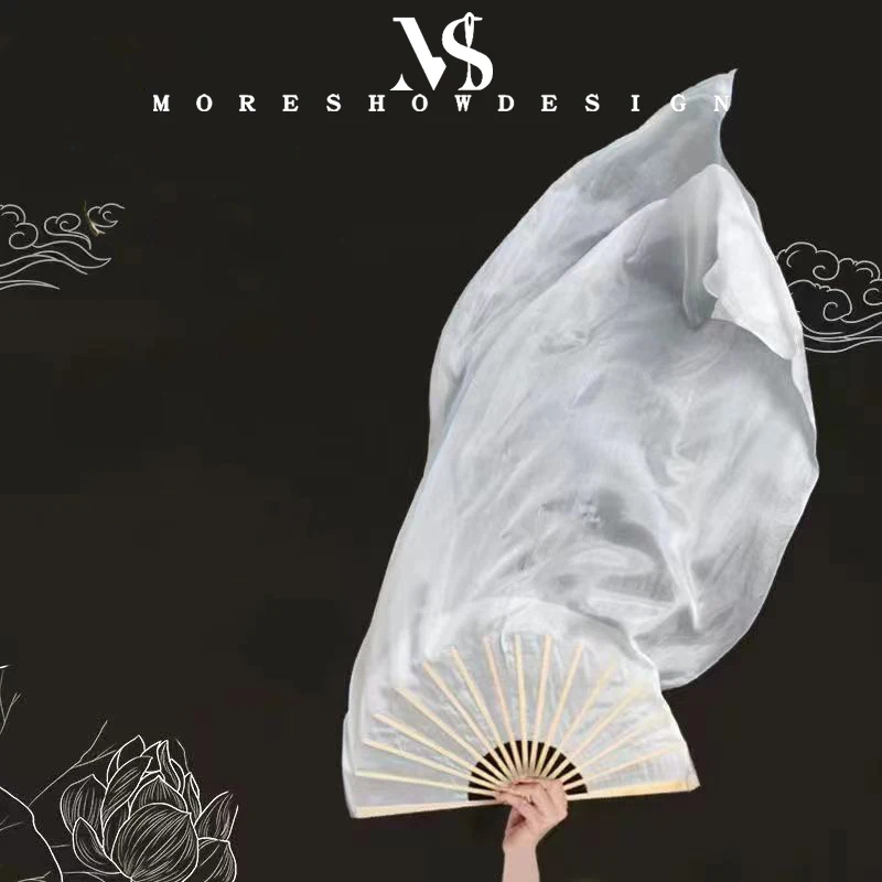 Belly Dance Performance Folding Fan Imitation Silk Material Veil Dance Outfits Accessory for Adult Women 1.2m 1.5m 1.8m length