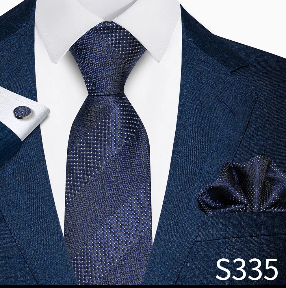 Hochwertiges 8-cm-Krawatten-Einstecktuch-Set für Herren, schwarz, blau gestreift, Hochzeitsgeschenk, Krawatte, Anzug-Accessoires, passend für den Arbeitsplatz – Detail 35