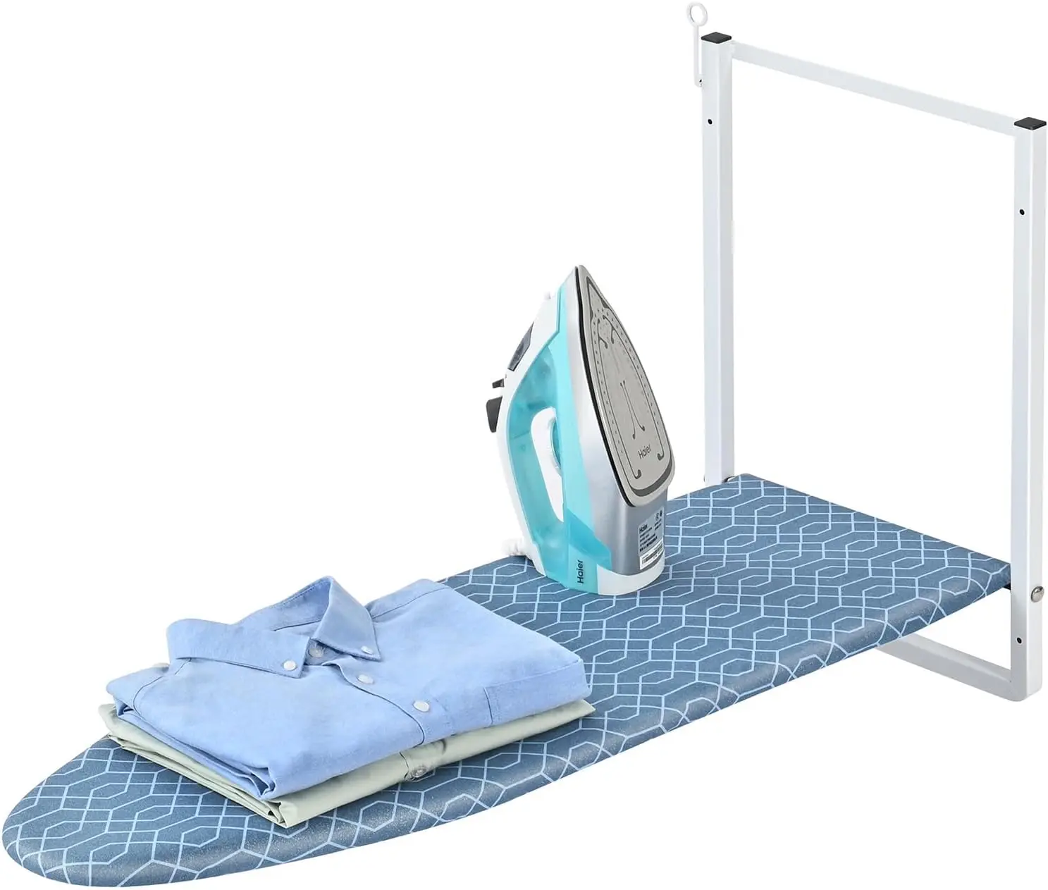 

Wall Mounted Ironing Board with Iron Holder, Compact Foldable Design for Small Spaces, Heat Resistant Cover
