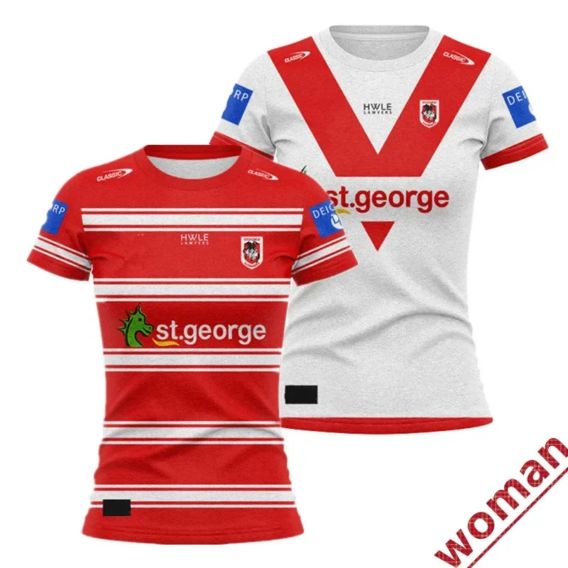 

2024 St George Illawarra Dragons Home/ Away Rugby Jersey - Women's Size: S-3XL （Print Custom Name Number）