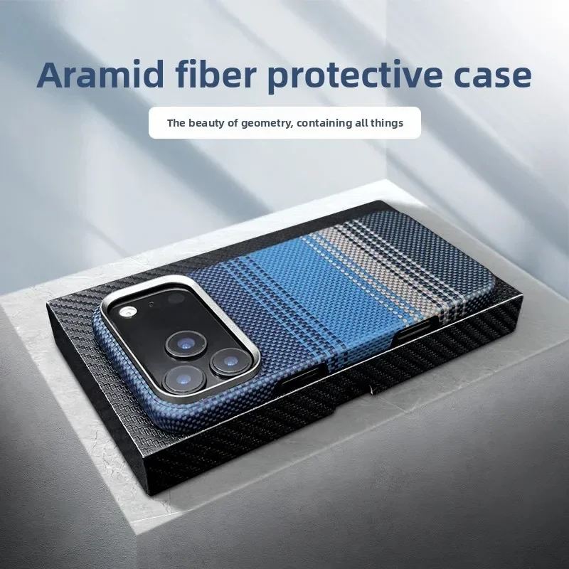 

Luxury Premium True Aramid Carbon Fiber Pattern Phone Case For IPhone 17 Pro Max 17Air Enhanced Magnetic Protect MagSafe Cover