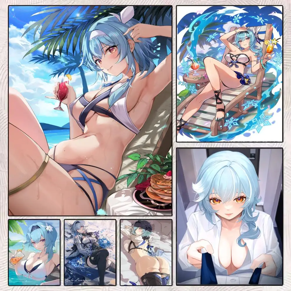 

Poster Sticker Self Adhesive For Office Home Movie Game Theater Wall Art Genshin Decor Eula Fancy Impact Gift