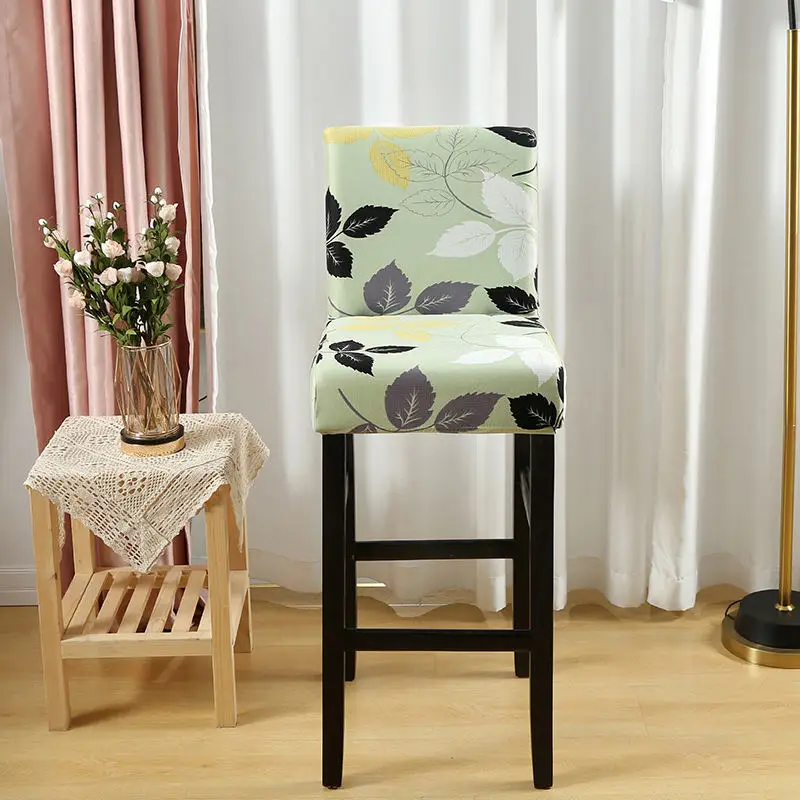 Elastic Anti-Slip  Bar Stool Cover Easy Removable High Bench Sheath Short Backrest Can Be Used for Restaurant Banquet Wedding