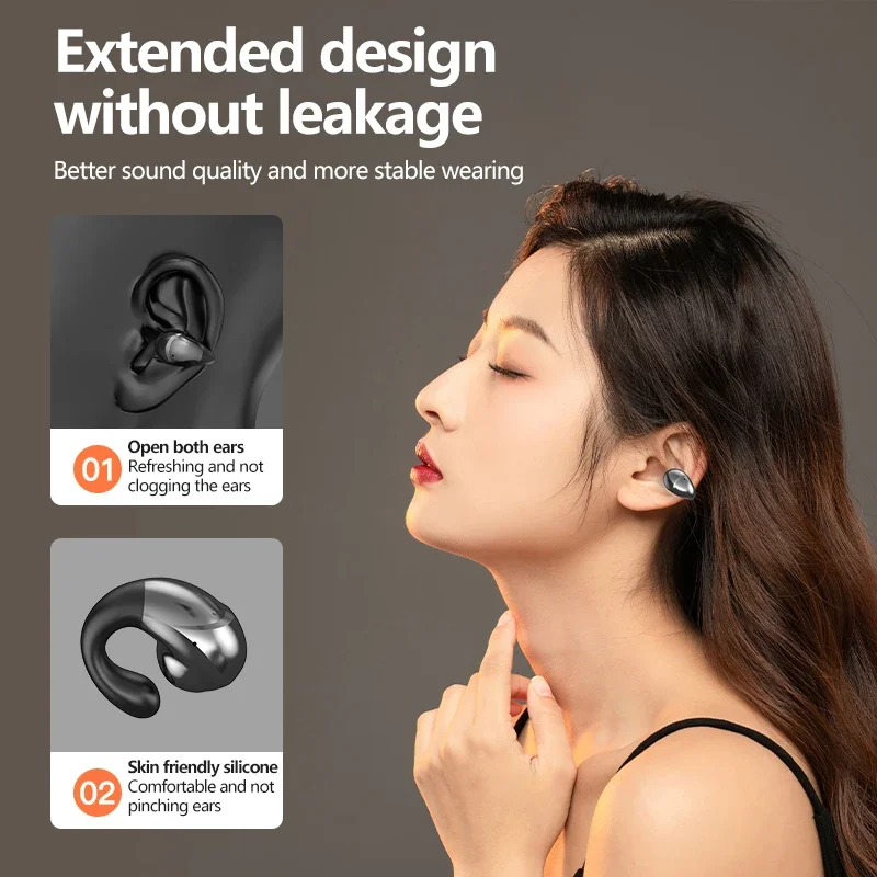 T20B العظام التوصيل بلوتوث 5.3 سماعات الأذن كليب القرط سماعات لاسلكية مع هيئة التصنيع العسكري الاتصال اللمس 2025 سماعات رياضية