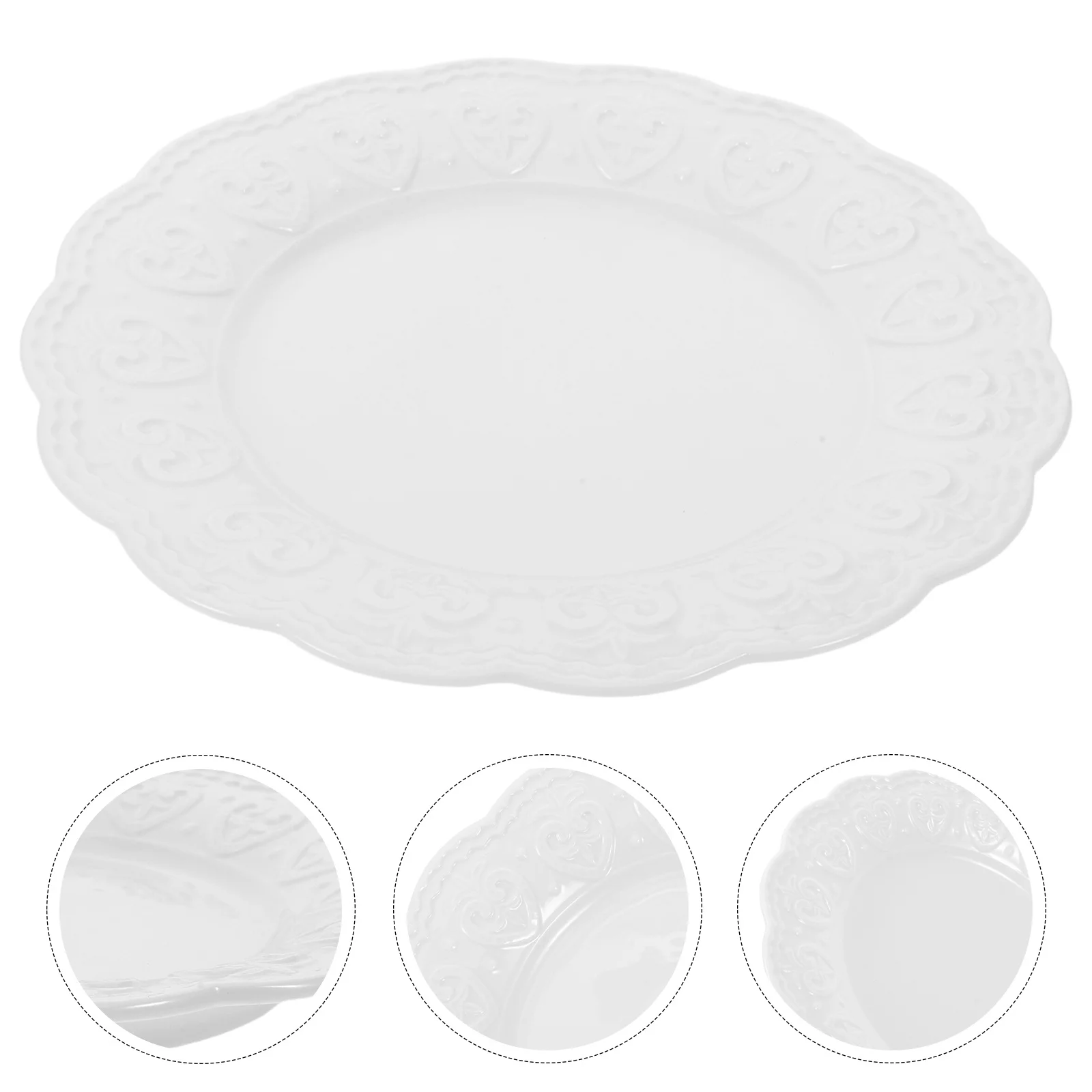 

Chic White Round Food Tray for Bread Pastries Or Chocolate Showcase Versatile Porcelain Appetizer Plate Ideal for Picnics