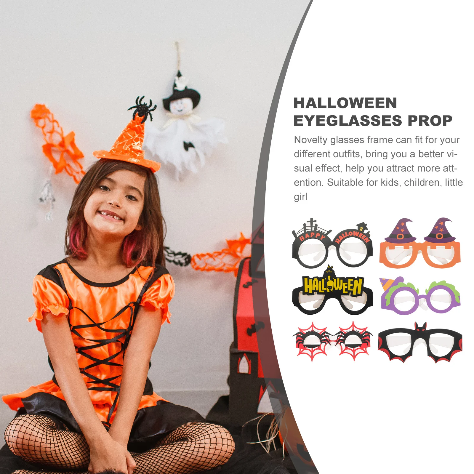 

6Pcs Halloween Glasses Frames Fun Lightweight Eyeglass Prop Party Supplies Cosplay for Halloween Party Favors